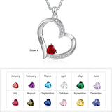 Mom Gift Love Heart Pendant Necklace Grandma Garnet Customize Name Jewelry