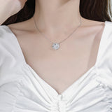 Zircon Circle Pendant Necklace 925 Sterling Silver 18K Plated CZ Heart