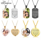Heart Shape Round Necklace Personalized Nameplate Name Photo Chain Necklace