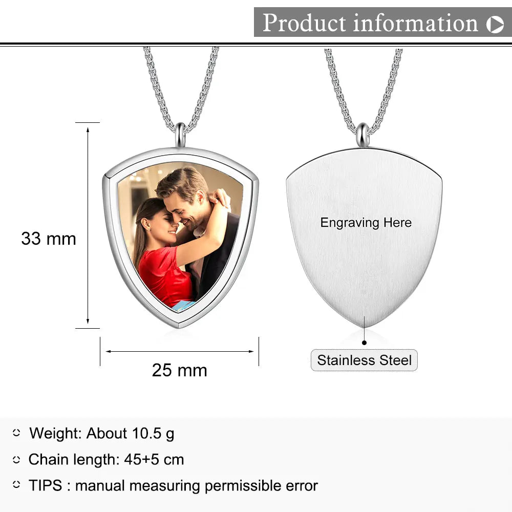 Custom Photo Necklace for Men Women Dad Mom Picture Pendant Memorial Keepsake