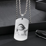 Custom Photo Necklace Dog Tag Engraved Pendant Keepsake