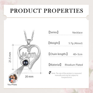Personalized MOM Projection Necklace Love Heart Pendant