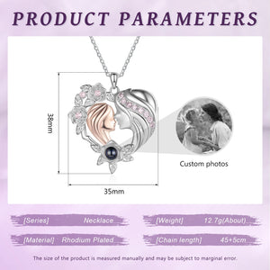 Mom-Daughter Photo Projection Necklace Love Heart Pendants