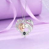 Mom-Daughter Photo Projection Necklace Love Heart Pendants