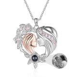 Mom-Daughter Photo Projection Necklace Love Heart Pendants