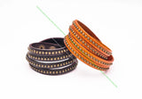 Motorcycle Brass Claw Beads Rivet Studs Leather Bracelet