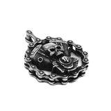 Motorcycle Skull Pendant Necklace Stainless Steel Chain