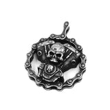 Motorcycle Skull Pendant Necklace Stainless Steel Chain