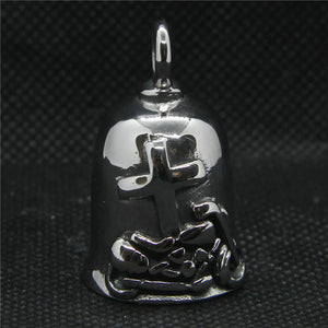 Motorbiker Cross Bell Pendant Stainless Steel Bell Pendant