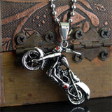 Motorcycle Necklace Stainless Steel Rider's Pendant Retro Punk Rock Style