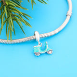 925 Silver Green Bike Pendant Necklace for Her