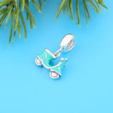 925 Silver Green Bike Pendant Necklace for Her