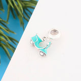 925 Silver Green Bike Pendant Necklace for Her