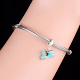 925 Silver Green Bike Pendant Necklace for Her