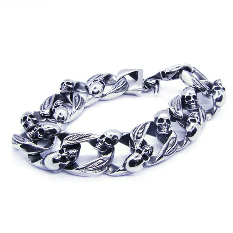 Dead Skeleton Stainless Steel Biker Bracelet