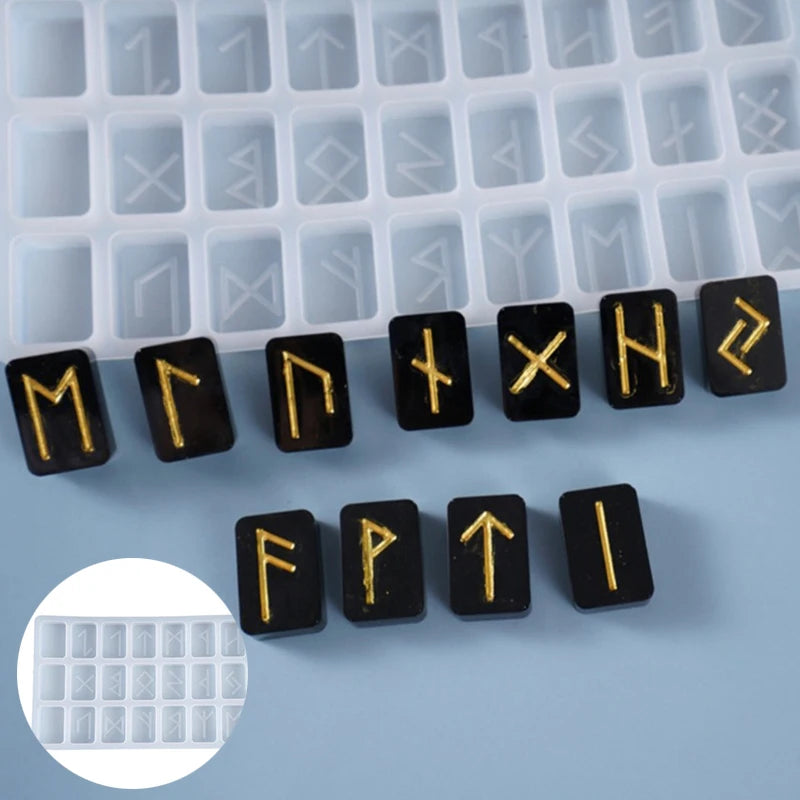 DIY Crafts Crystal Epoxy Resin Rune Letter Pendant Mold