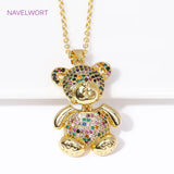 Bear Pendant Necklace for Women 18K Plated Zircon Jewelry