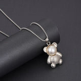 Violent Bear Pendant Necklace Titanium Steel HipHop Punk Sweater Chain