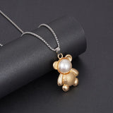 Violent Bear Pendant Necklace Titanium Steel HipHop Punk Sweater Chain