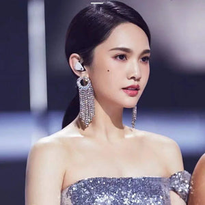 Zircon Geometric Tassel Earrings for Women