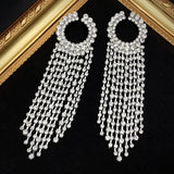 Zircon Geometric Tassel Earrings for Women