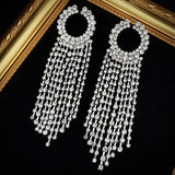Zircon Geometric Tassel Earrings for Women