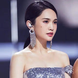 Zircon Geometric Tassel Earrings for Women