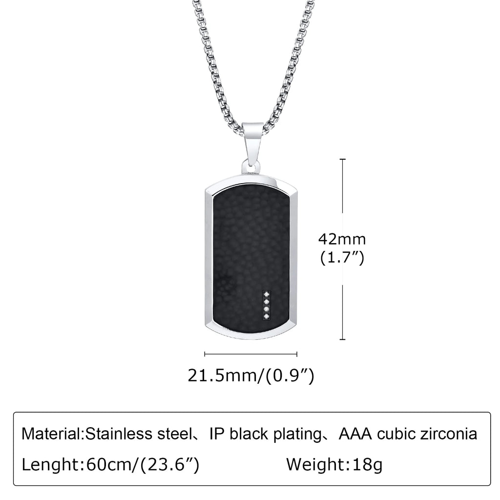 Mprainbow Men Hammered Dog Tag Necklace Stainless Steel Square Collar