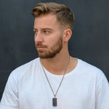 Mprainbow Men Hammered Dog Tag Necklace Stainless Steel Square Collar