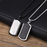 Mprainbow Men Hammered Dog Tag Necklace Stainless Steel Square Collar