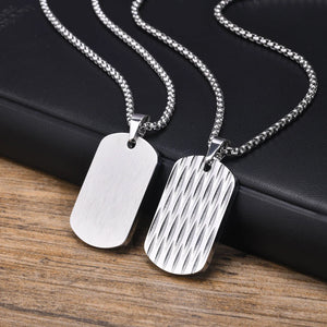 Mprainbow Men Hammered Dog Tag Necklace Stainless Steel Square Collar