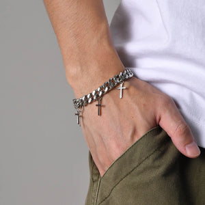 Mprainbow 9MM Water-resistant Cuban Chain Bracelet, Stainless Steel
