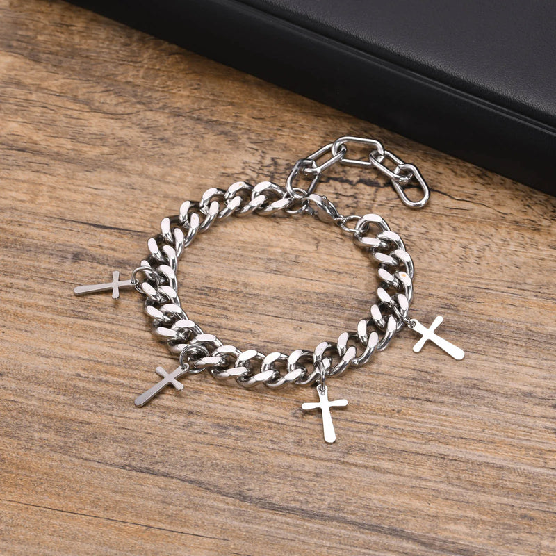 Mprainbow 9MM Water-resistant Cuban Chain Bracelet, Stainless Steel