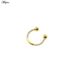 16G Titanium Steel Horseshoe Ring Zircon Earrings Nose Ring