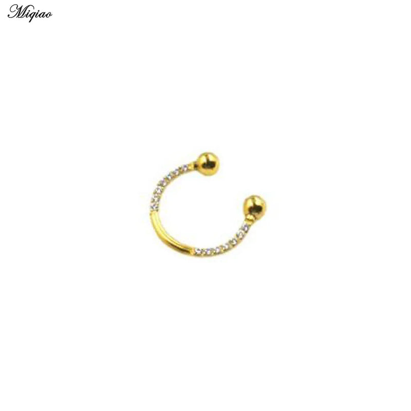 16G Titanium Steel Horseshoe Ring Zircon Earrings Nose Ring