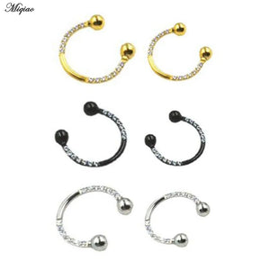 16G Titanium Steel Horseshoe Ring Zircon Earrings Nose Ring