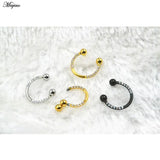 16G Titanium Steel Horseshoe Ring Zircon Earrings Nose Ring