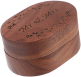Mr & Mrs Brown Wedding Ring Box Retro Wood Ring Bearer
