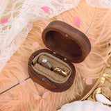 Mr & Mrs Brown Wedding Ring Box Retro Wood Ring Bearer
