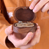 Mr & Mrs Brown Wedding Ring Box Retro Wood Ring Bearer
