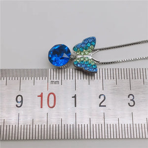 Butterfly Rhinestones Pendant Necklace Girl's Gift For Women Wedding Party Jewel