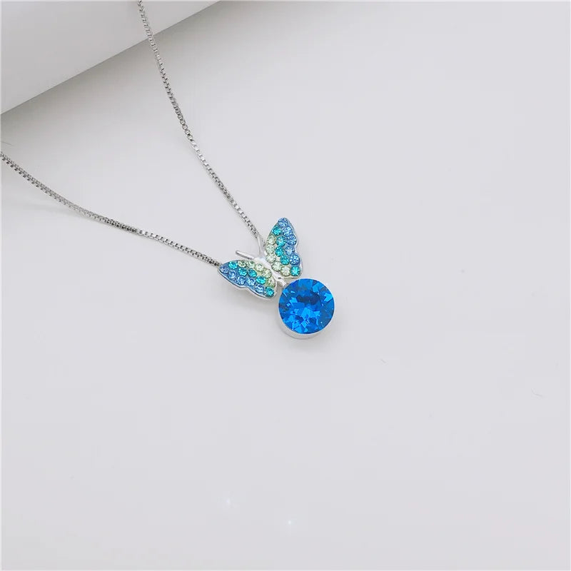 Butterfly Rhinestones Pendant Necklace Girl's Gift For Women Wedding Party Jewel