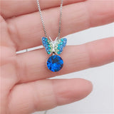 Butterfly Rhinestones Pendant Necklace Girl's Gift For Women Wedding Party Jewel