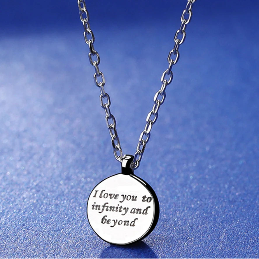 Sweet Romantic Round Letter Necklace Pendant - 925 Silver