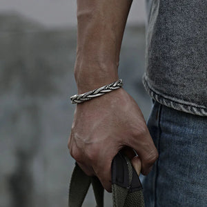 Mtel Twisted Woven Bracelet for Man Neutral Retro Thai Unique Couple Opening Bra