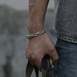 Mtel Twisted Woven Bracelet for Man Neutral Retro Thai Unique Couple Opening Bra