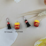 10Pcs 3D French Fries Cola Bottle Resin Food Charms For Jewelry Making
