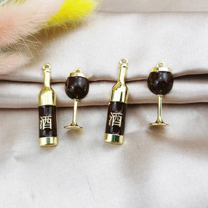 10Pcs Red Wine Glass Charms for DIY Jewelry Making