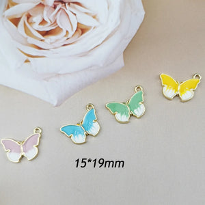 10pcs Colorful Butterfly Charms Pendant Enamel Metal Small DIY Jewelry Making