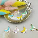 10pcs Colorful Butterfly Charms Pendant Enamel Metal Small DIY Jewelry Making